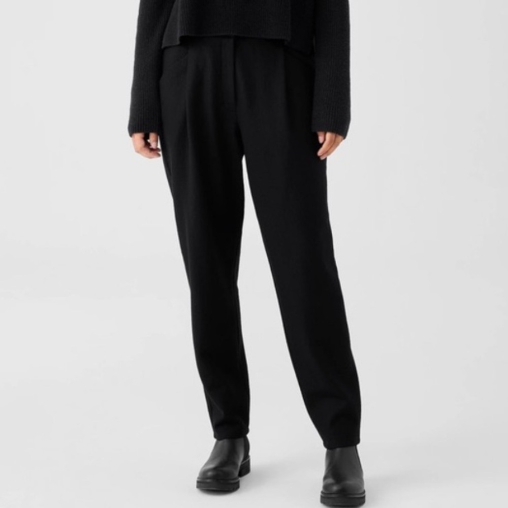 NWT Eileen Fisher Boiled Wool Jersey Carrot Pant Black M - Picture 5 of 16